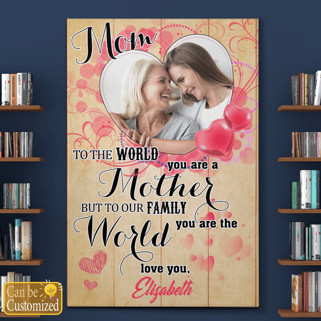 Custom Photo Wall Art Gifts For Mom To Our Family You Are The World