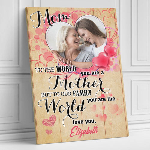 Custom Photo Wall Art Gifts For Mom To Our Family You Are The World