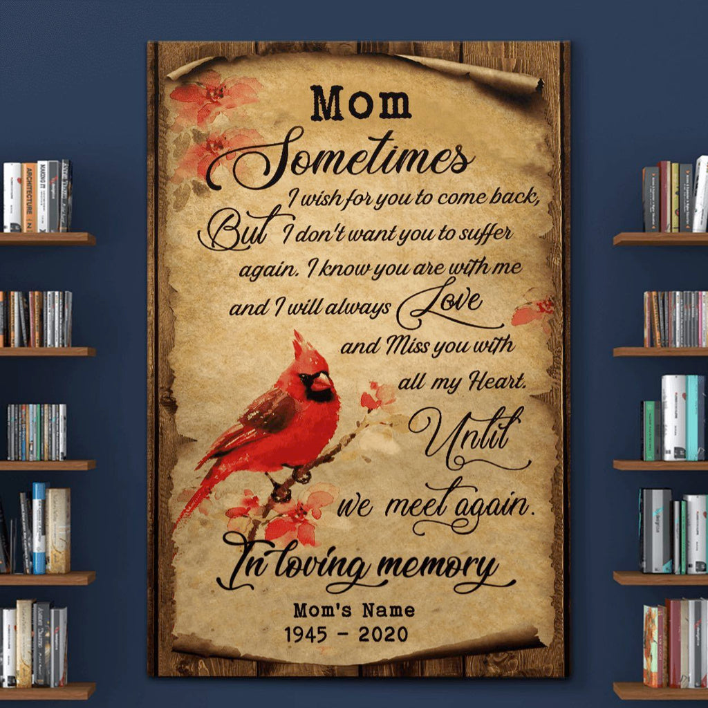 Memorial Canvas Gifts Mom In Loving Memory Cardinal Bird