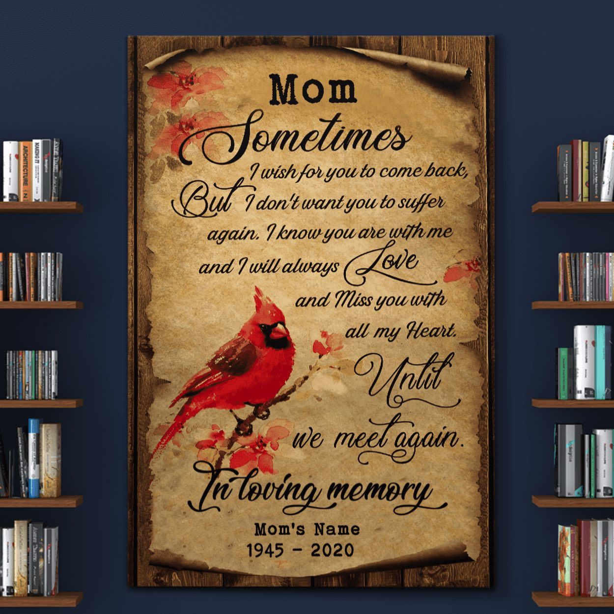 Memorial Canvas Gifts Mom In Loving Memory Cardinal Bird