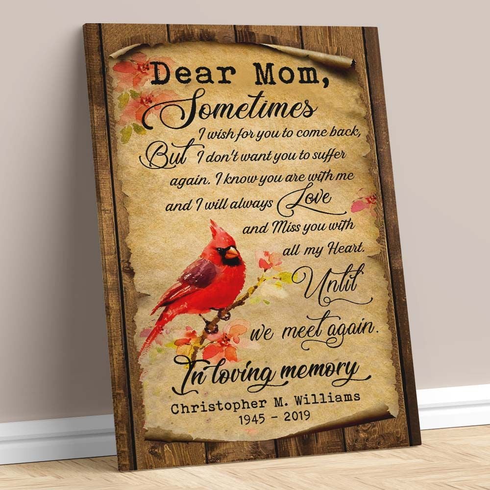 Memorial Canvas Gifts Mom In Loving Memory Cardinal Bird