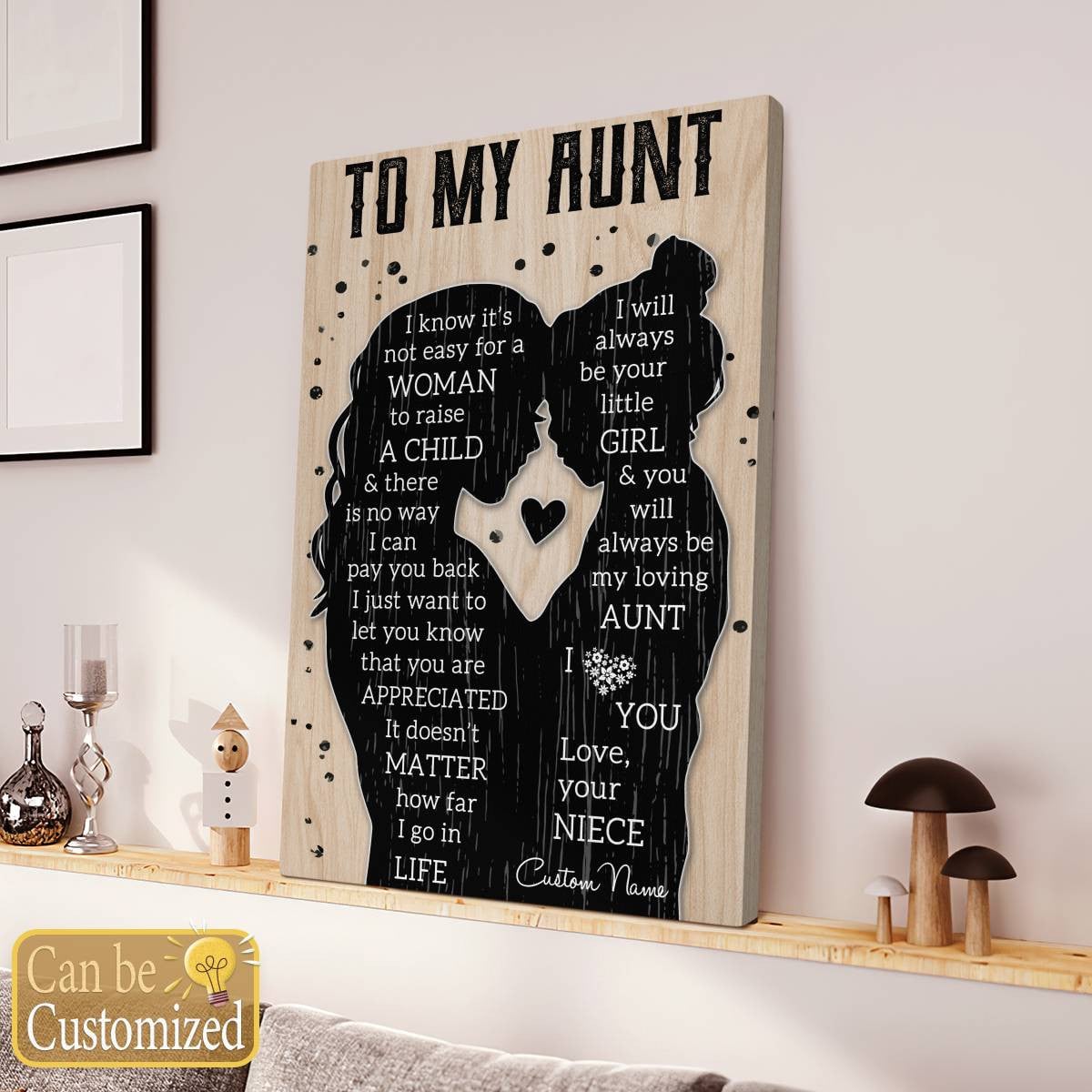 Gifts For Aunties Poster To My Aunt From A Niece Silhouette Meaningful Quotes
