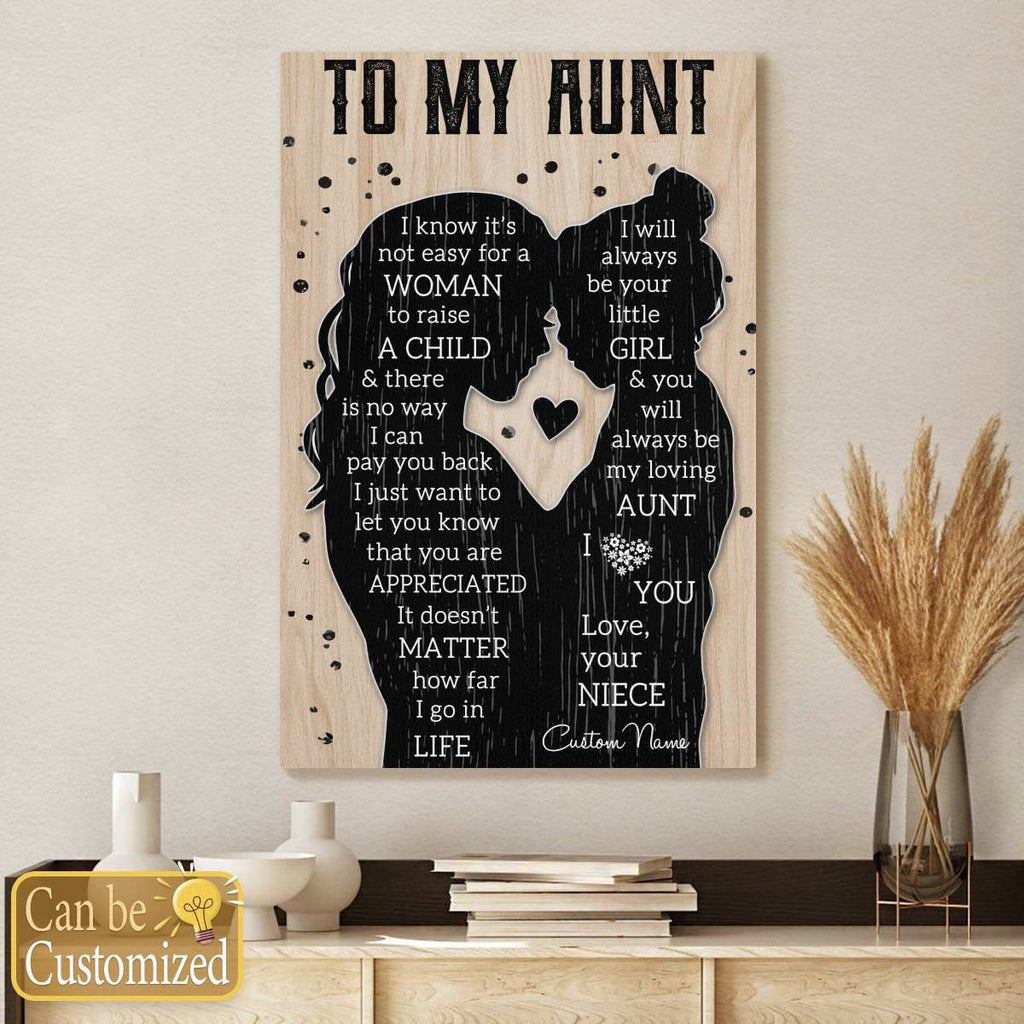 Gifts For Aunties Poster To My Aunt From A Niece Silhouette Meaningful Quotes