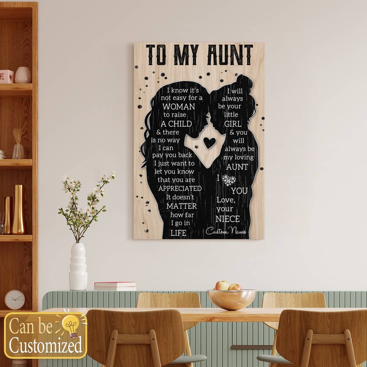 Gifts For Aunties Poster To My Aunt From A Niece Silhouette Meaningful Quotes