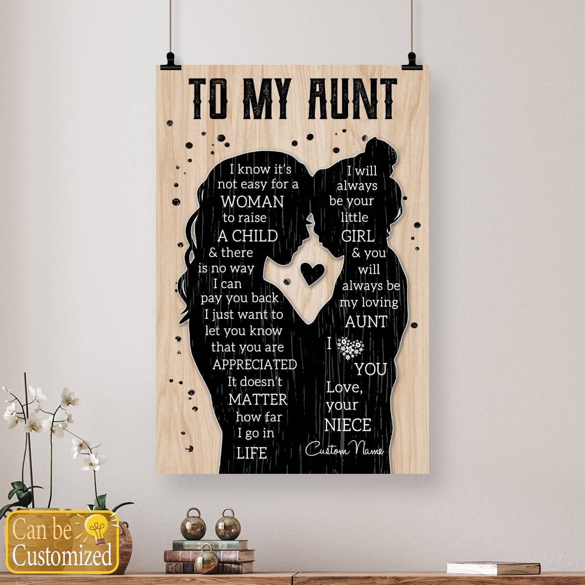Gifts For Aunties Poster To My Aunt From A Niece Silhouette Meaningful Quotes