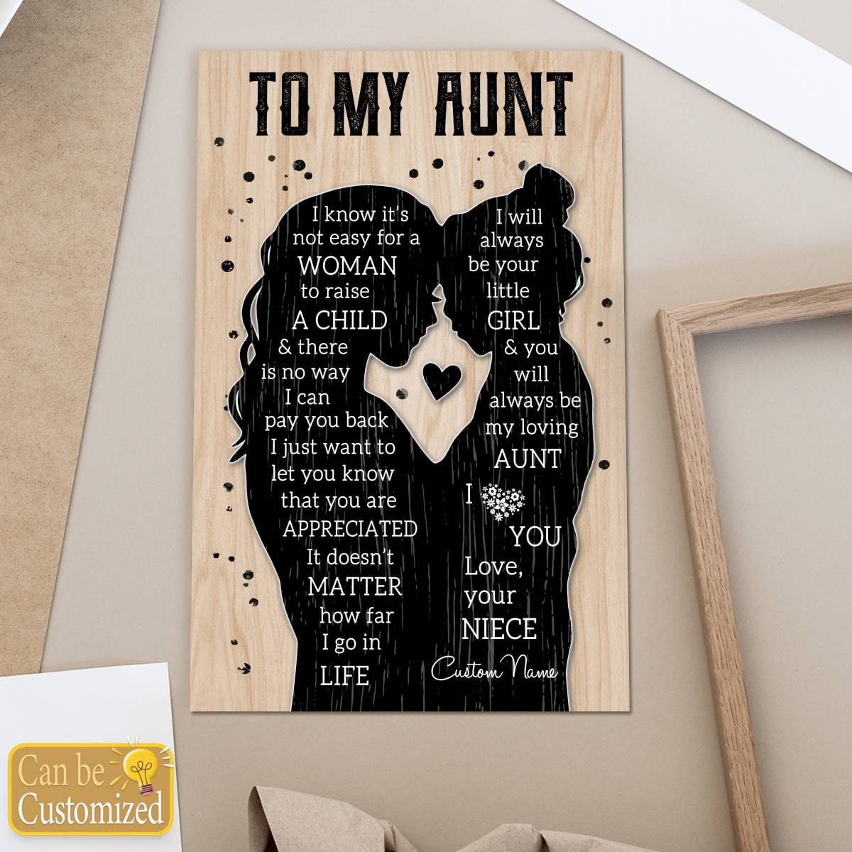 Gifts For Aunties Poster To My Aunt From A Niece Silhouette Meaningful Quotes